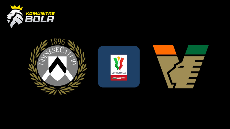 Logo Udinese dan Venezia dalam pertandingan Coppa Italia Italia